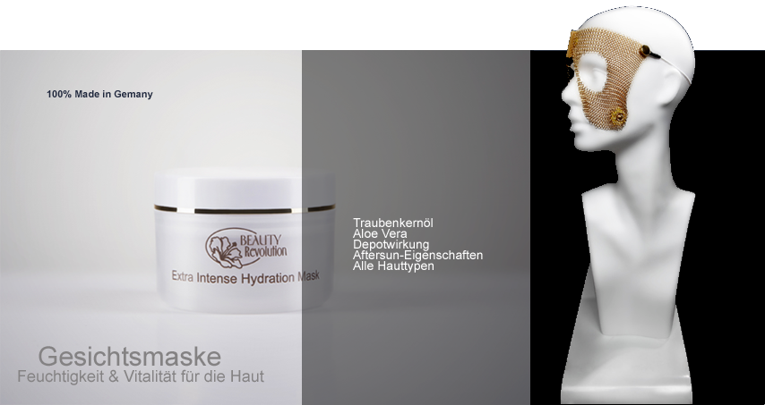 Extra Intense Hydration Mask by Beauty-Revolution - intensive Gesichts- und Feuchtigkeitsmaske mit Traubenkernölen und Aloe Vera, Naturkosmetik made in Germany bzw. aus Deutschland